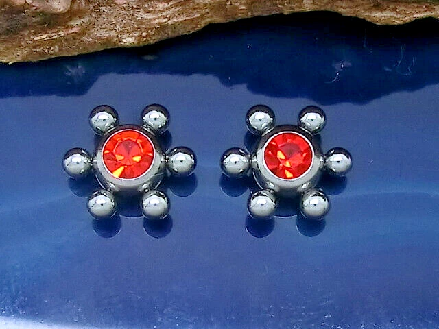Ersatz Piercing Kugeln Edelstahl 2 Stück rot Ø 9 mm Gewinde 1,6 mm Strass - Bild 1 von 1