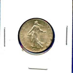 1915 Silver France WWI Era Sower Woman 1 Franc#99 Uncirculated BU MS - Picture 1 of 3