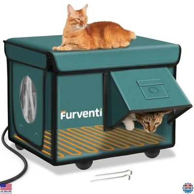 Acogedora casa climatizada para gatos - refugio exterior aislante e impermeable para gatos salvajes Foto 1 de 4