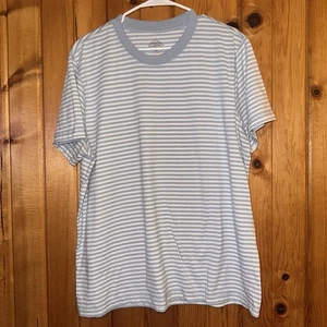 Light Blue White Striped T-Shirt XL Classic Fit Minimalist Coastal Casual Tee - Picture 1 of 4