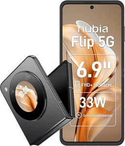NUBIA Smartphone Flip 5G 6,9Zoll 50MP 256GB NFC WLAN Bluetooth schwarz B-WARE - Bild 1 von 12