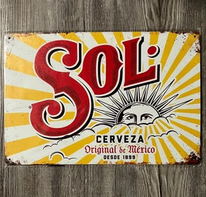 Sol Cerveza Bier 8 x 12 Vintage Neuheit Blechschild Neu! - Bild 1 von 2
