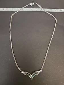 Juego de collar ajustable de 16" con diamantes y esmeralda marquesa en plata de ley .925 - Imagen 1 de 12
