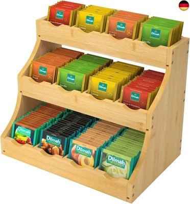 CALM COZY Teebeutelorganizer aus Bambus Teebox aus Holz mit 12 Staufächern für d - Bild 1 von 4