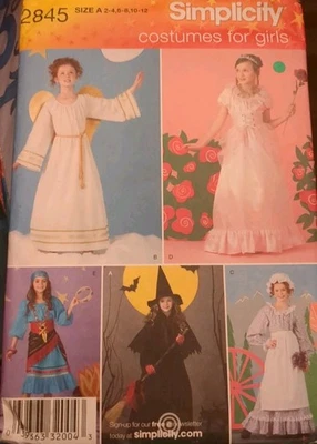 SIMPLICITY Sewing Pattern #2845 COSTUMES FOR GIRLS size 2-4,6-8,10-12 UC/FF - Image 1 of 4