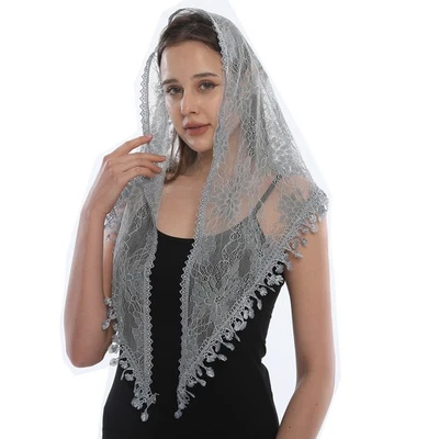 Triangle Rose Lace Medieval Veil and Shawl - Image 1 of 3