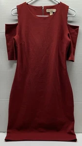 Michael Kors Bodycon Cold Shoulder Back Zipper Burgundy Dress - Women's S *EUC* - Picture 1 of 9