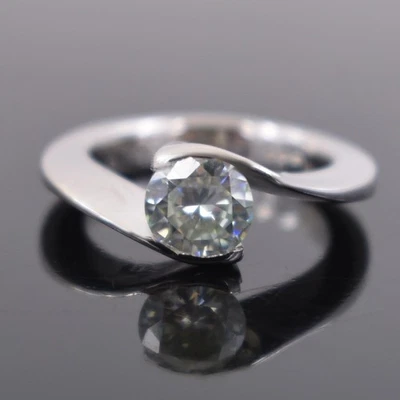 Increíble anillo solitario de diamantes grises certificado, gran brillo Foto 1 de 4