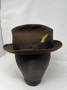 Vintage Dobbs 5th Avenue New York Fedora Hut mit Federband Größe 6 7/8 Sm - Bild 1 von 11