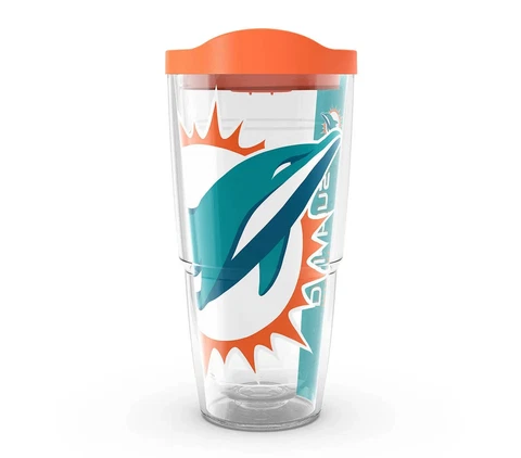 MIAMI DOLPHINS, 24oz DOUBLE WALL, TUMBLER FROM TERVIS WITH LID INCLUDED Cover
