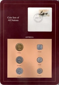 Antigua Coin Sets of All Nations 6 Coins set Postmarked 1988 Queen Elizabeth II - Picture 1 of 4