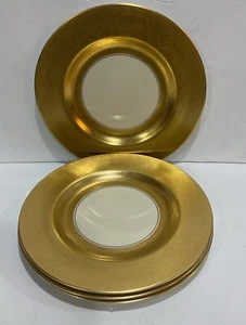 Vintage PICKARD USA China Porcelain Gold Encrusted 10 3/4Dinner Plates Set Of 4 - Picture 1 of 7
