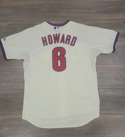 AUTHENTIC VINTAGE RYAN HOWARD PHILLIES CREAM JERSEY MAJESTIC COOL BASE 48 XL Cover