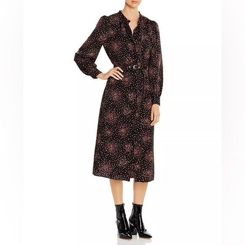 Camicia arricciata Kate Spade Disco Dots abito con bottoni sul davanti coriandoli manica lunga taglia 6