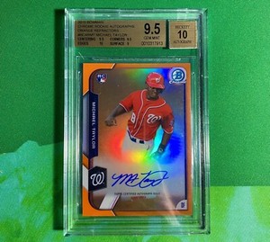 Michael Taylor Rookie Auto #'d 04/25 Orange Refractor 2015 Bowman BGS 9.5 10