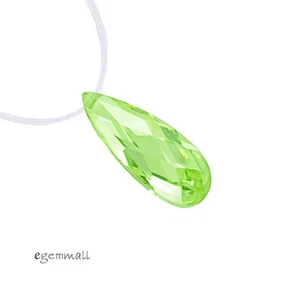 4 Cubic Zirconia Flat Pear Drop Briolette Beads 6x12mm Apple Green #64505 - Picture 1 of 1