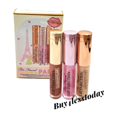 Too Faced Plumped In Paris Edição Limitada Lip Plumper Trio (8,4/0,30 oz) Novo em folha - Imagem 1 de 4