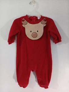 VINTAGE CARTER'S SIZE 3-6 MONTHS CHRISTMAS 1-PIECE OUTFIT REINDEER WITH BIB - Picture 1 of 5