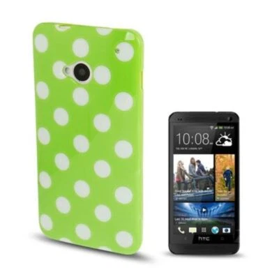 Punti Custodia Protettiva Rockabilly Case Bumper per Cellulare HTC One M7 Verde - Immagine 1 di 4