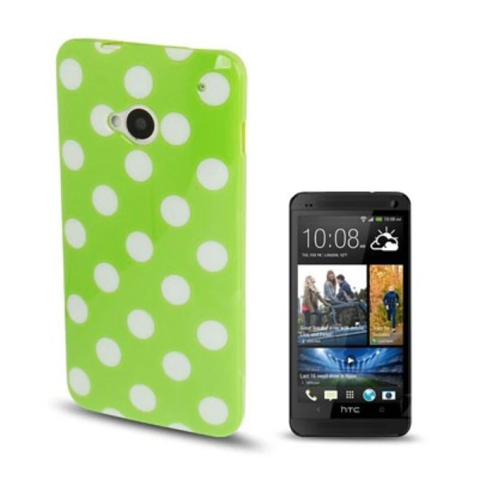 Punti Custodia Protettiva Rockabilly Case Bumper per Cellulare HTC One M7 Verde - Immagine 1 di 4