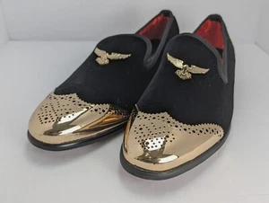 Abito da sposa ELANROMAN da uomo taglia EU 47 US 12,5 velluto nero oro aquila - Foto 1 di 5