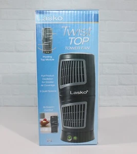 LASKO Twist Top Tower Oscillating Multi-Directional Fan Black T12110 3-speed - Picture 1 of 2