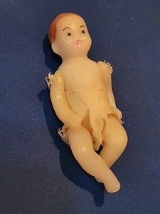 *Wachs Baby Puppe massiv, handbemalt, gelenkt gebogenes Glied Sammlerstück, Weihnachten - Bild 1 von 10