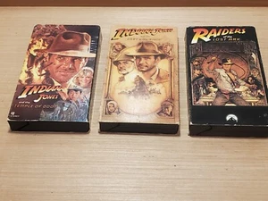 Indiana Jones LoT! (3) Temple Doom, Last Crusade,Lost Ark VHS Spielberg vtg. - Picture 1 of 11