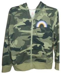 New Girls Small 6-6X Green Camo Rainbow Zippered Hoodie Jacket Wonder Nation - Picture 1 of 2