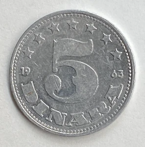 1963 Yugoslavia 5 Dinara (SFR Legend) Coin - Free Shipping - Picture 1 of 2