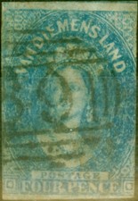 Tasmania 1857 4d Pallido Blu SG36 Qualità Media Usato (2)