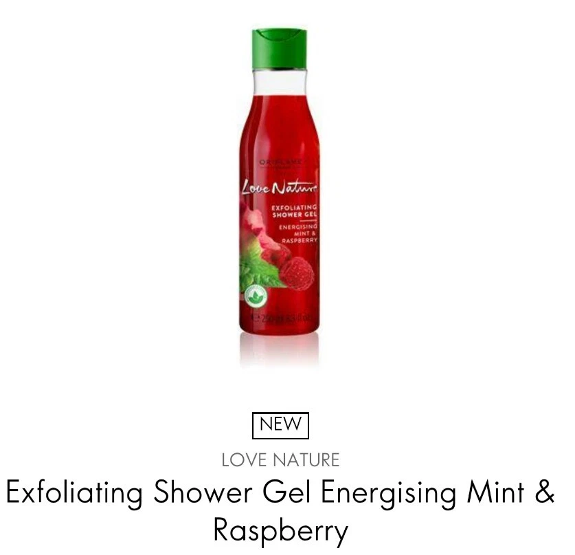 Oriflame Love Nature Exfoliating Shower Gel Energising Mint & Raspberry, 250ml  - Image 1 of 1