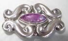 Vintage Mexican Sterling Broach Pin Amethyst Center Stamped & Signed 13.8 Grams
