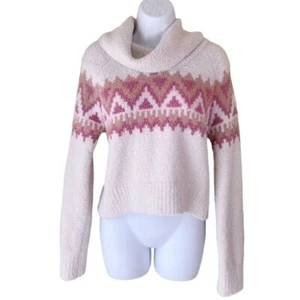 Kaisley Sweater Crop Cream and Pink Sz S Women's Fair isle - Picture 1 of 7