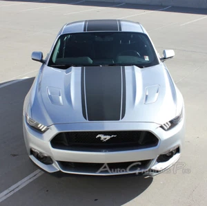 2015-2017 Ford Mustang MEDIAN Center Stripes Pony Style Hood Decals GT 3M Vinyl - Picture 1 of 6