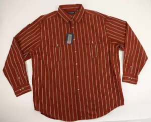 New Roundtree & Yorke Men Long Sleeve Shirt Terracota Stripes Size XLarge - Picture 1 of 3