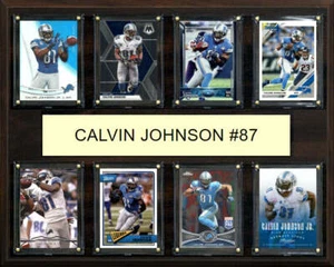 Calvin Johnson 8 Card Plaque Donruss Fleer Topps 2023 2024 Detroit Lions - Picture 1 of 3