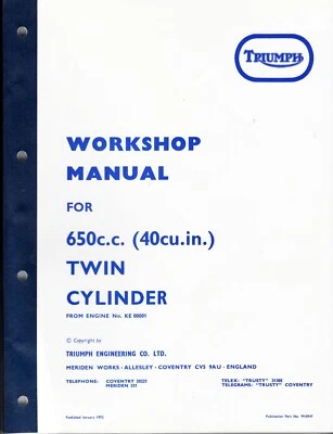 1971-72 Triumph 650, T120, OIF, NOVO, FABRICANTE DE EQUIPAMENTO ORIGINAL, capa mole de fábrica manual de loja - Imagem 1 de 4
