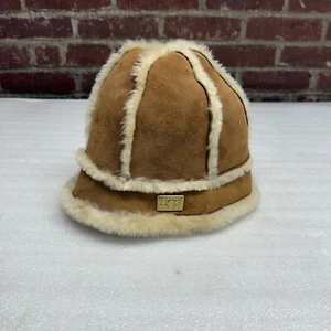 UGG Australia Shearling Suede Brown Winter Bucket Hat One Size - Picture 1 of 5