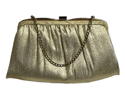 Vintage Ande Shimmering Gold Evening Party Clutch/Handbag Purse with Wrist Chain - Image 1 of 4