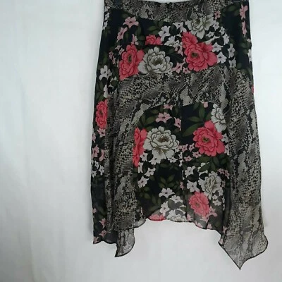 Falda para mujer INC negra plus asimétrica floral estampado de serpiente  Foto 1 de 2