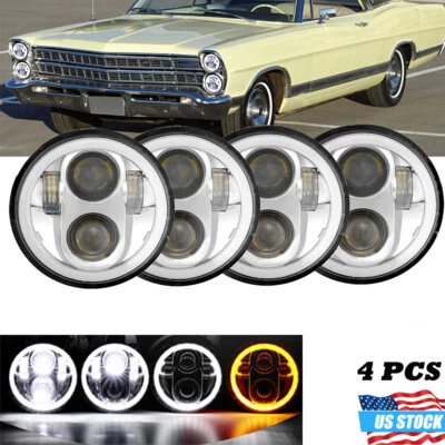 5 3/4"inch 5.75 inch LED Headlights Hi-Lo Projector DRL For BMW Base 1969-1988 - Image 1 of 4