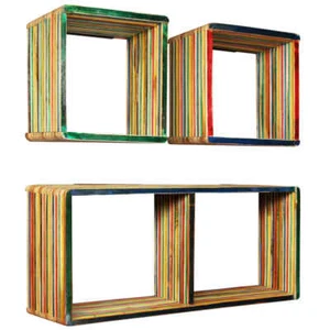 Massello di Teak Recupero 3x Mensole Multicolore Scaffale Libreria vidaXL - Foto 1 di 11