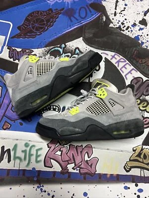 Air Jordan 4 Retro Neon 95 Cool Grey Volt 绿色 煤灰色 CT5343-007 GS 尺寸 7Y — 第 1/4 张图片