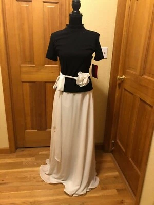 JS Collections Dress Evening Long Formal Black Tie Floral Belt Women 10 $225 NWT - Image 1 of 4