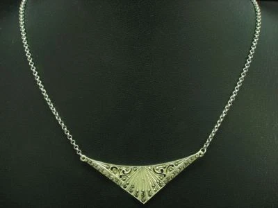 925 Argento Sterling Collier Con Marcasite Ricoperto/Collana/35,9cm/7,0g - Immagine 1 di 3