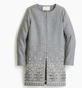 WOMEN Collection Cocoon Coat Embellished Italian Wool melton US 4 UK 8  - Picture 1 of 11