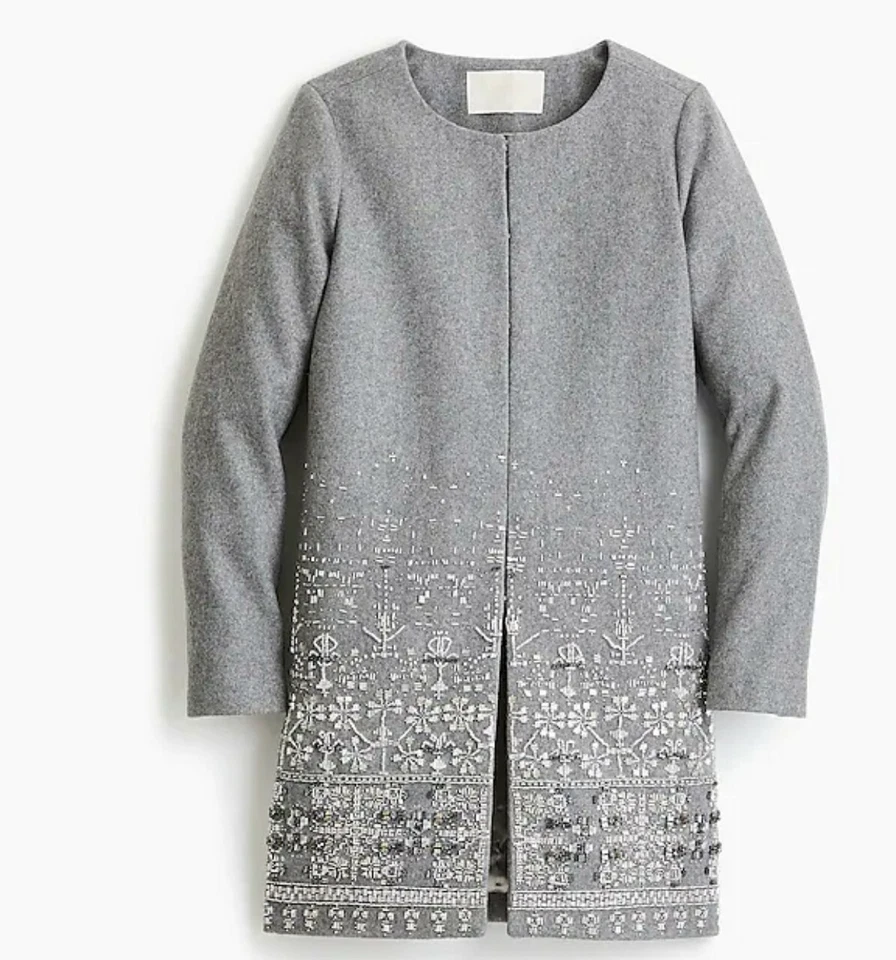 WOMEN Collection Cocoon Coat Embellished Italian Wool melton US 4 UK 8  - Image 1 of 4