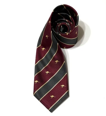 Corbata The Australian Gift Canguros Rayas Repp *LEER* Granate Verde Beige Azul Foto 1 de 4