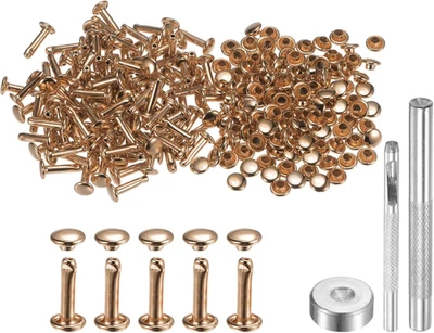 100 Sets Leather Rivets 6Mm X 12Mm Metal Double Cap Rivet Snaps Studs Fasteners  - Image 1 of 4